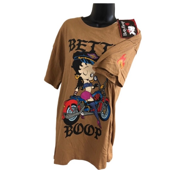 Betty Boop brown hot winking betty on motorcycle t-shirt size XL‎ new - Picture 5 of 9